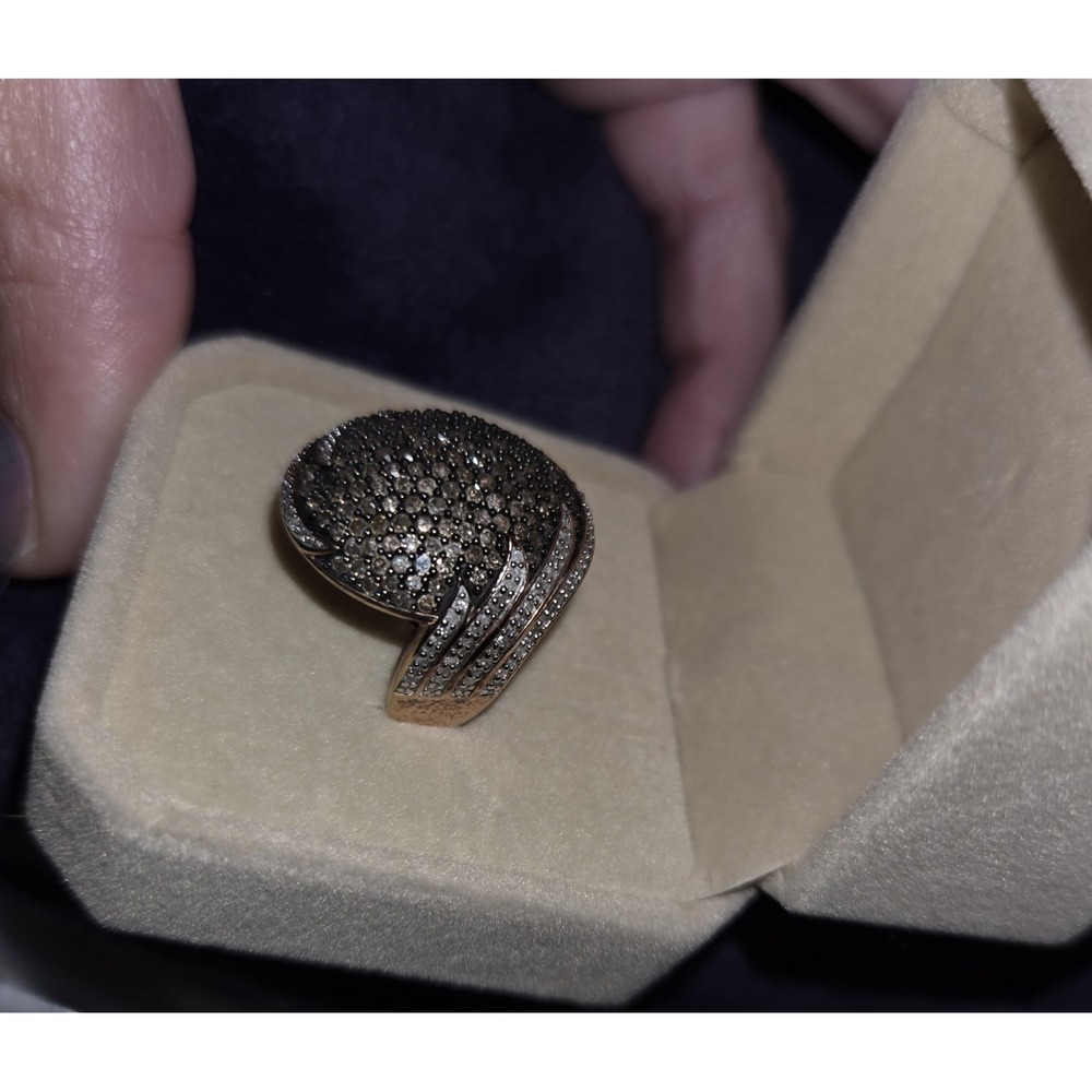 Park Avenue 2.10 White And Mocha Diamond 18k Rose Gold Over Sterling Ring. 7 - Picture 4 of 10